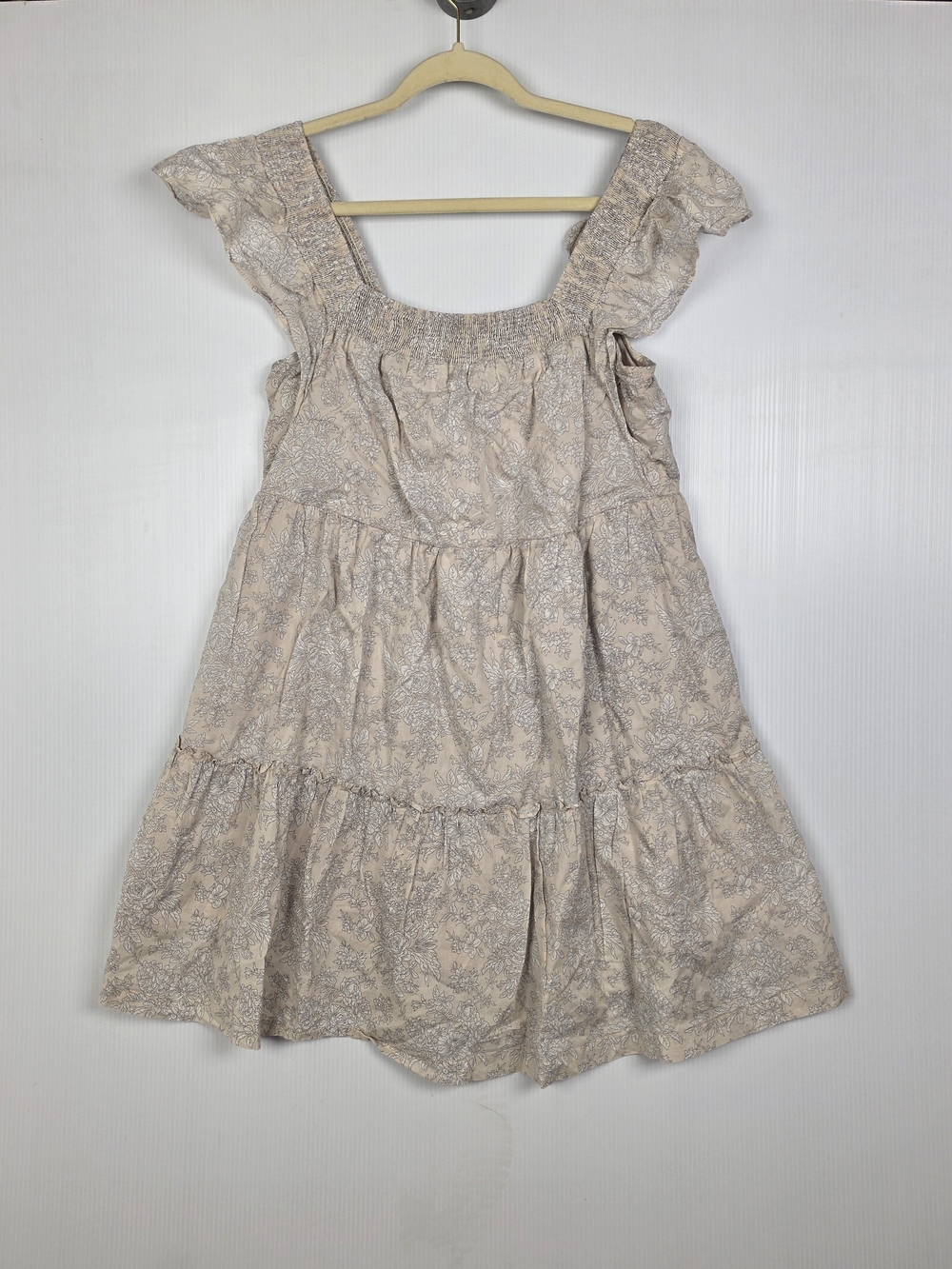 Ces Femme Floral Tiered Dress with Smocked Neckline